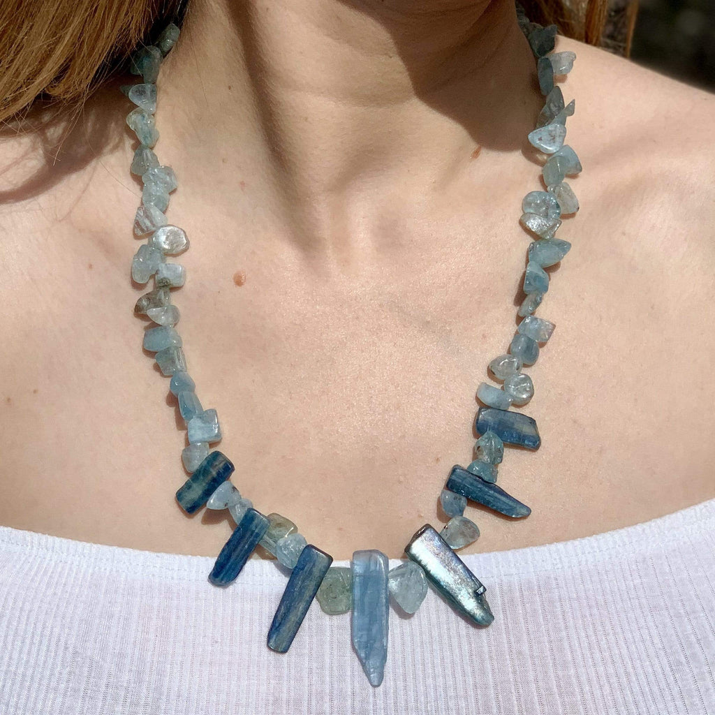 Blue Kyanite Spears reiki crystals Necklace