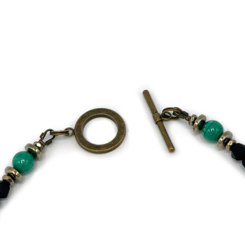 Ancient Element Creations Necklace Protected Passage Choker | Onyx, Malachite & Pyrite