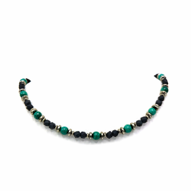Ancient Element Creations Necklace Protected Passage Choker | Onyx, Malachite & Pyrite